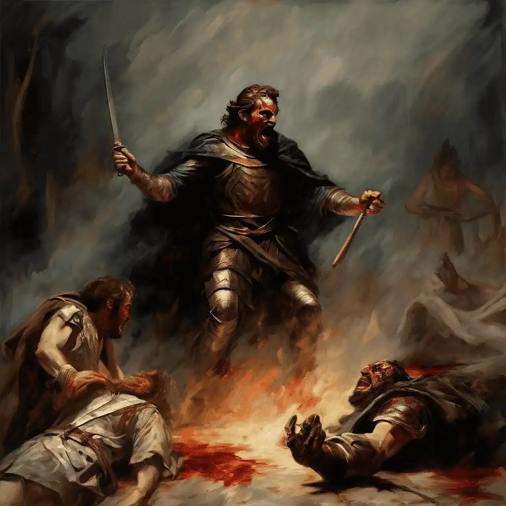 Projet d’illustration pour Macbeth – assassinat de Banquo